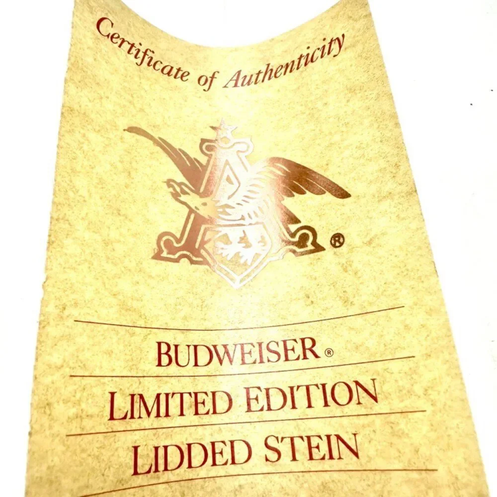Anheuser Busch Budweiser 1990 Limited Edition 8” Classic Stein Vintage